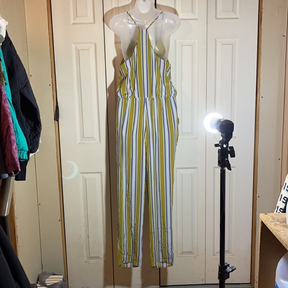 Astr Multicolored Striped Full Length Jumpsuit M - Picture 9 of 16